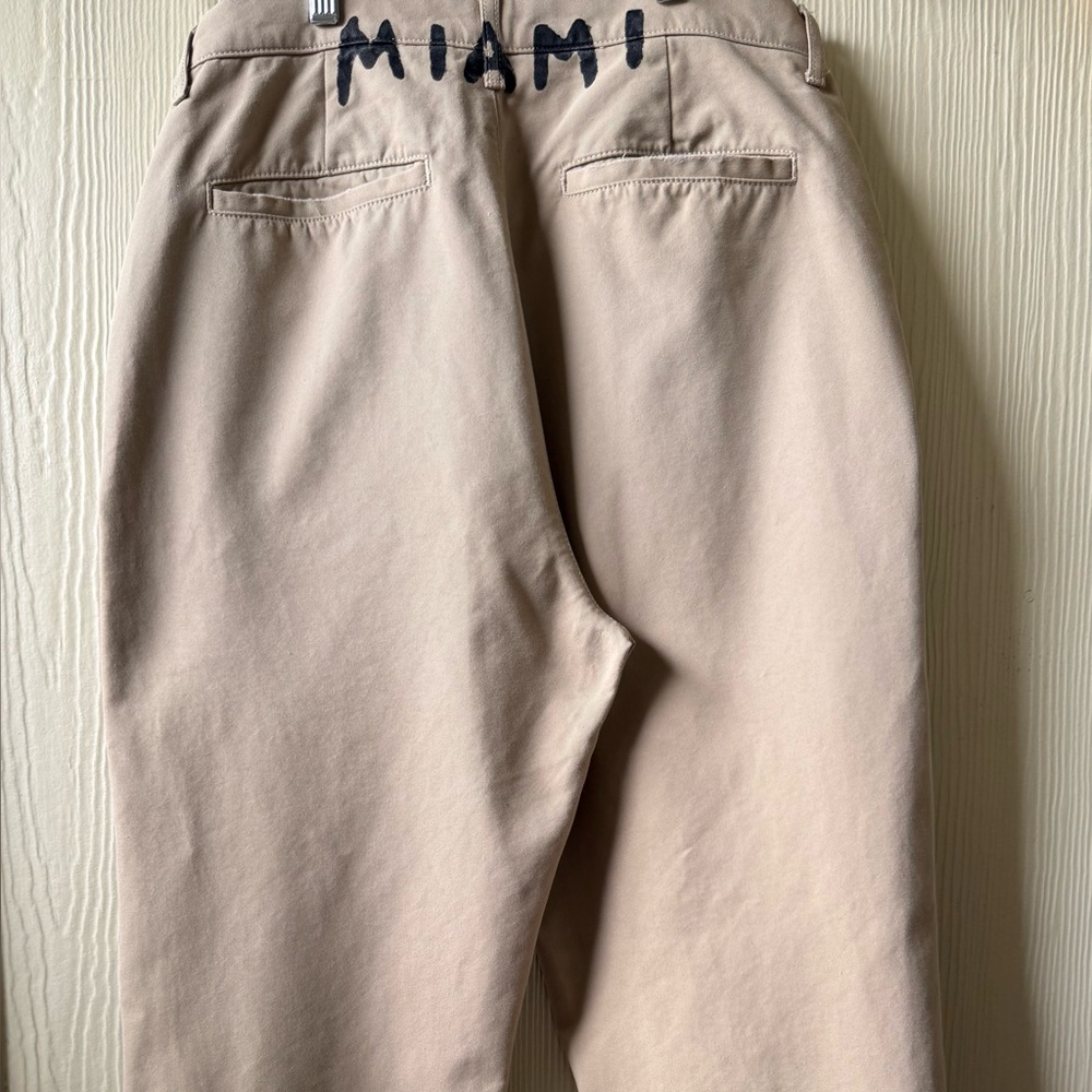 Palm Angels PMCG005S23FAB002 Waistband Logo Chino Pants Beige Size L Worn 2x - Picture 7 of 9